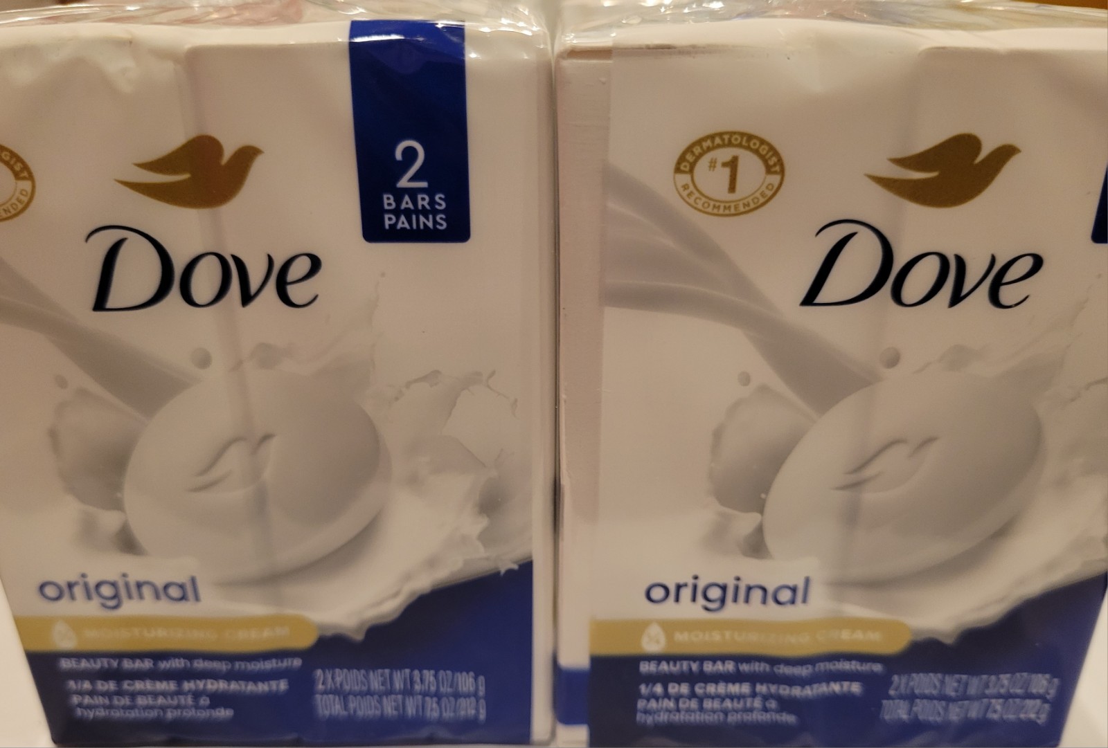 2 Ct Dove Original Beauty Bar Soap 3.75 oz Each. Total 4 .*BRAND NEW*
