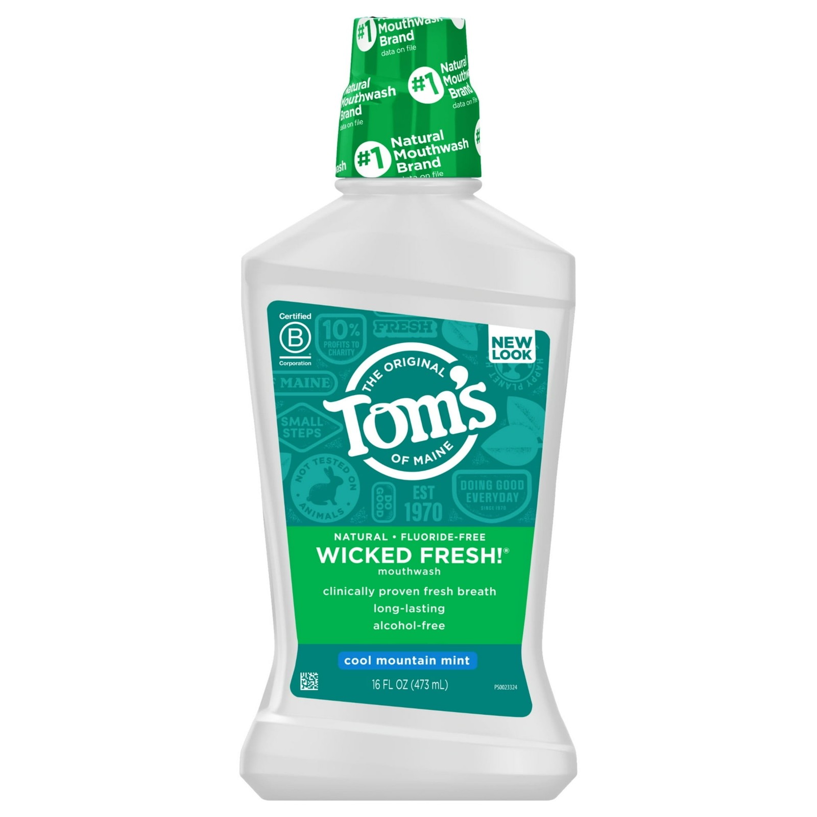 Tom’s of Maine Long Lasting Wicked Fresh Mouthwash, Cool Mountain Mint – 16 oz
