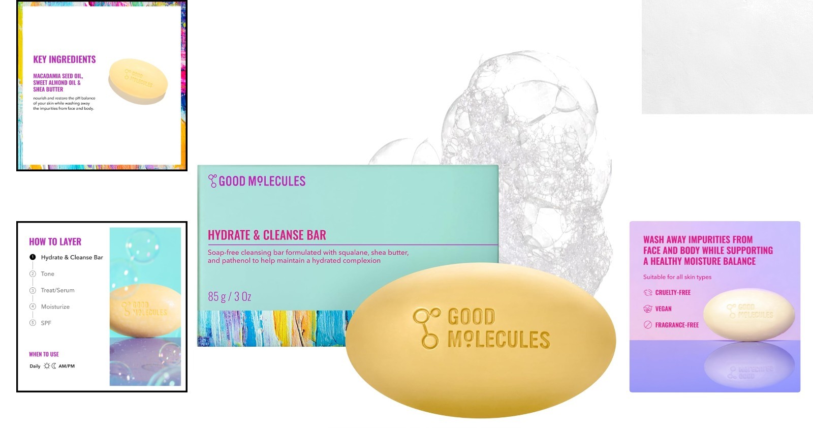 Moisturizing Soap-Free Cleansing Bar – Pampering Solution for All Skin (3.15oz)