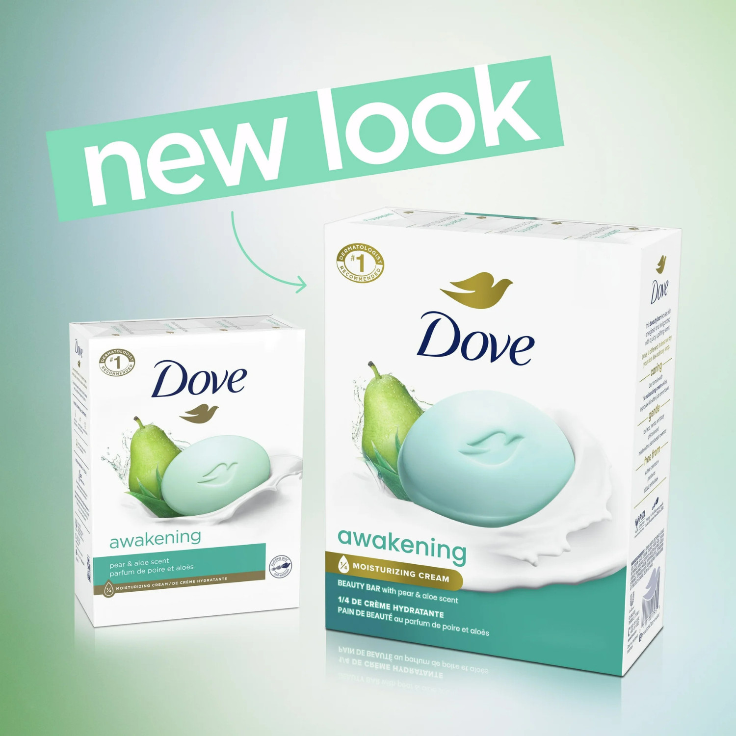 Dove Awakening Gentle Beauty Bar Soap All Skin Type, Pear and Aloe, 3.75 oz NEW