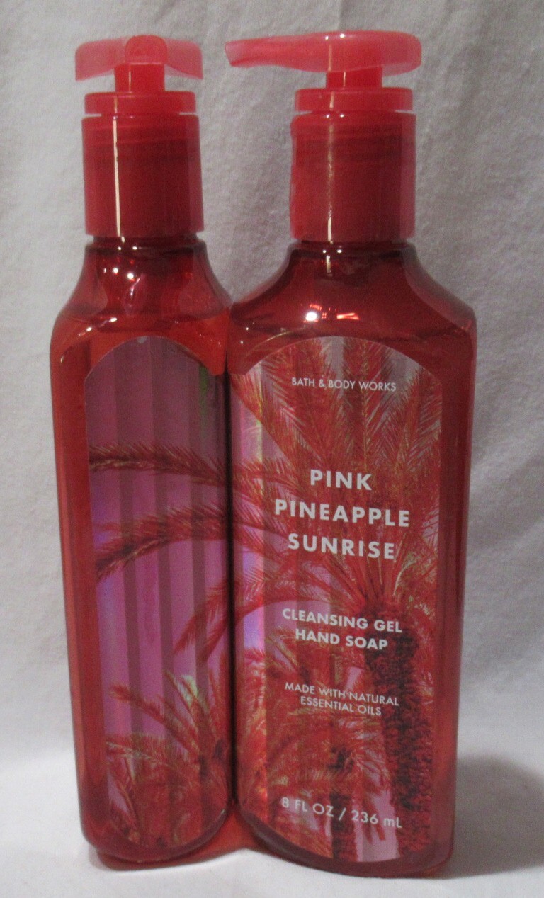 Bath & Body Works Cleansing Gel Hand Soap Lot Set of 2 PINK PINEAPPLE SUNRISE