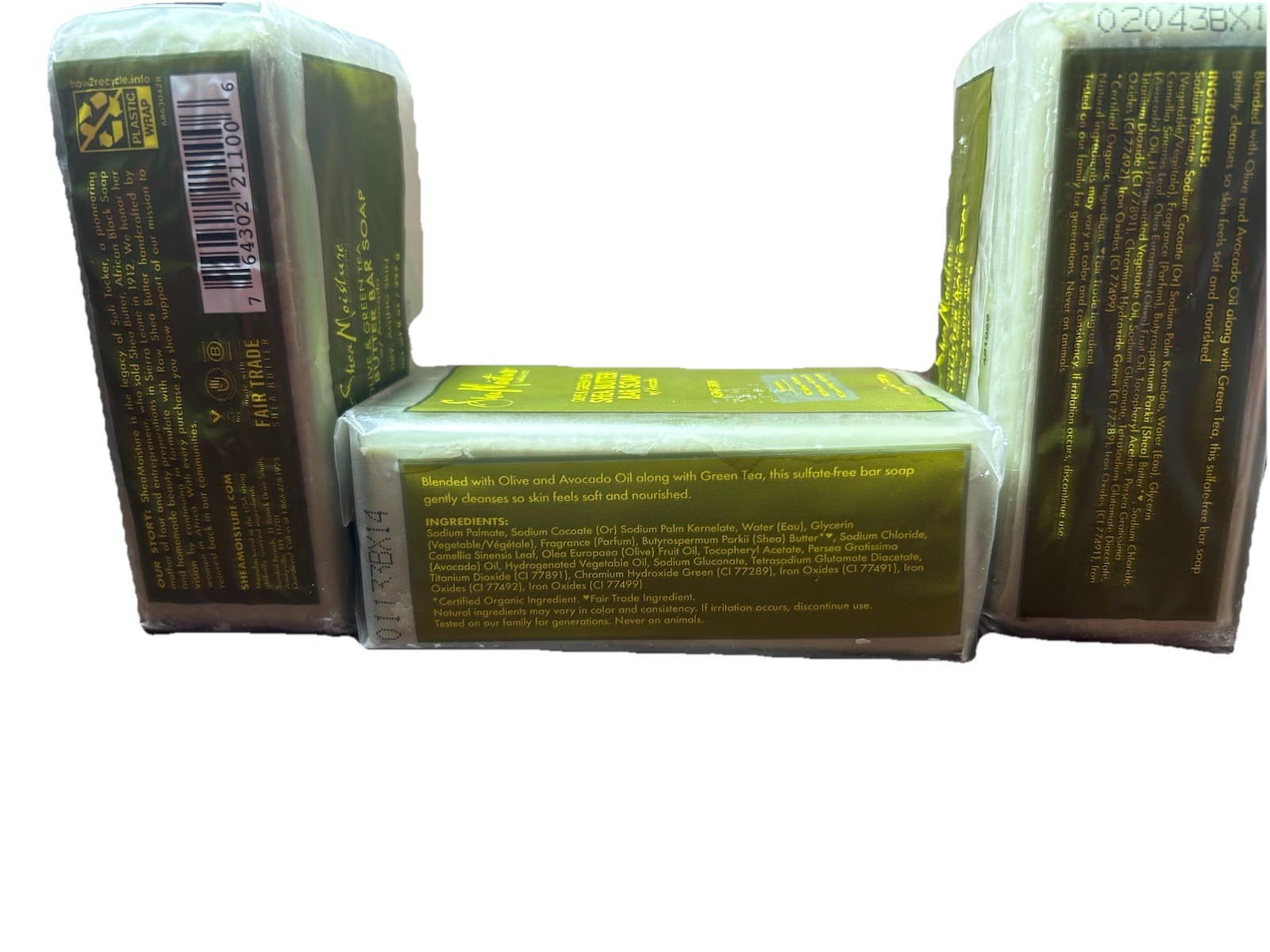 Shea Moisture Olive & Green Tea Shea Butter Bar Soap Avocado Aging Skin 8 oz X 4