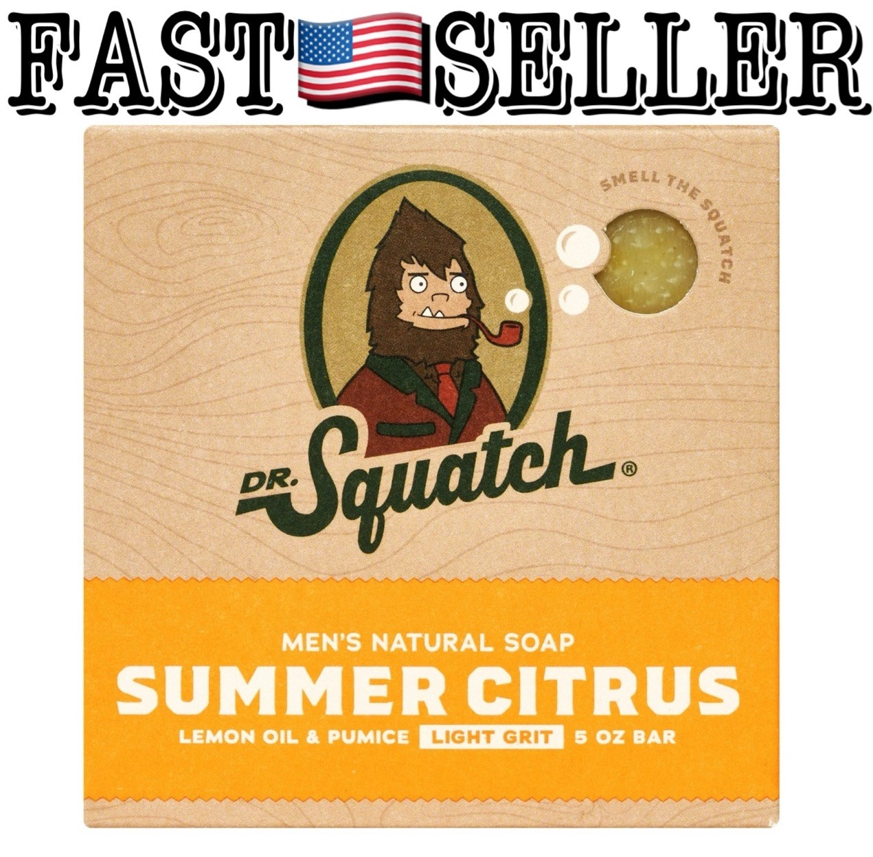 Dr. Squatch Summer Citrus Natural Bar Soap for Men, 5oz (141g)