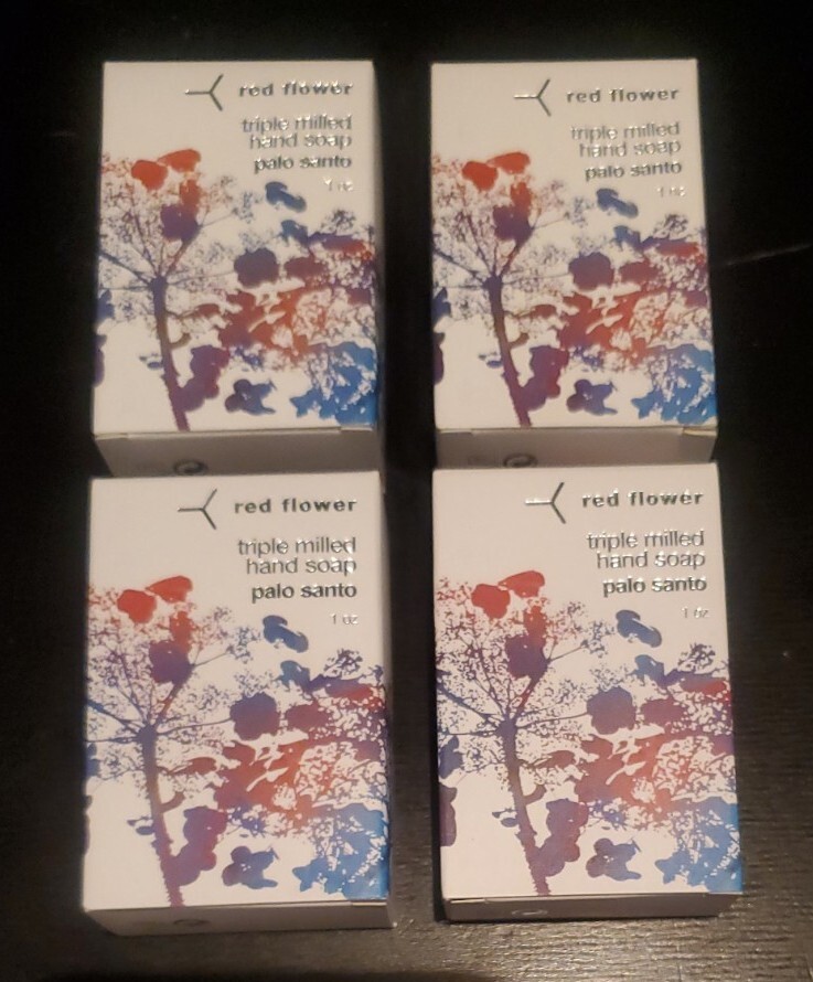 RED FLOWER (SET OF 4) Triple Milled Soap Bars Travel Size 1oz Each Paraben-Free