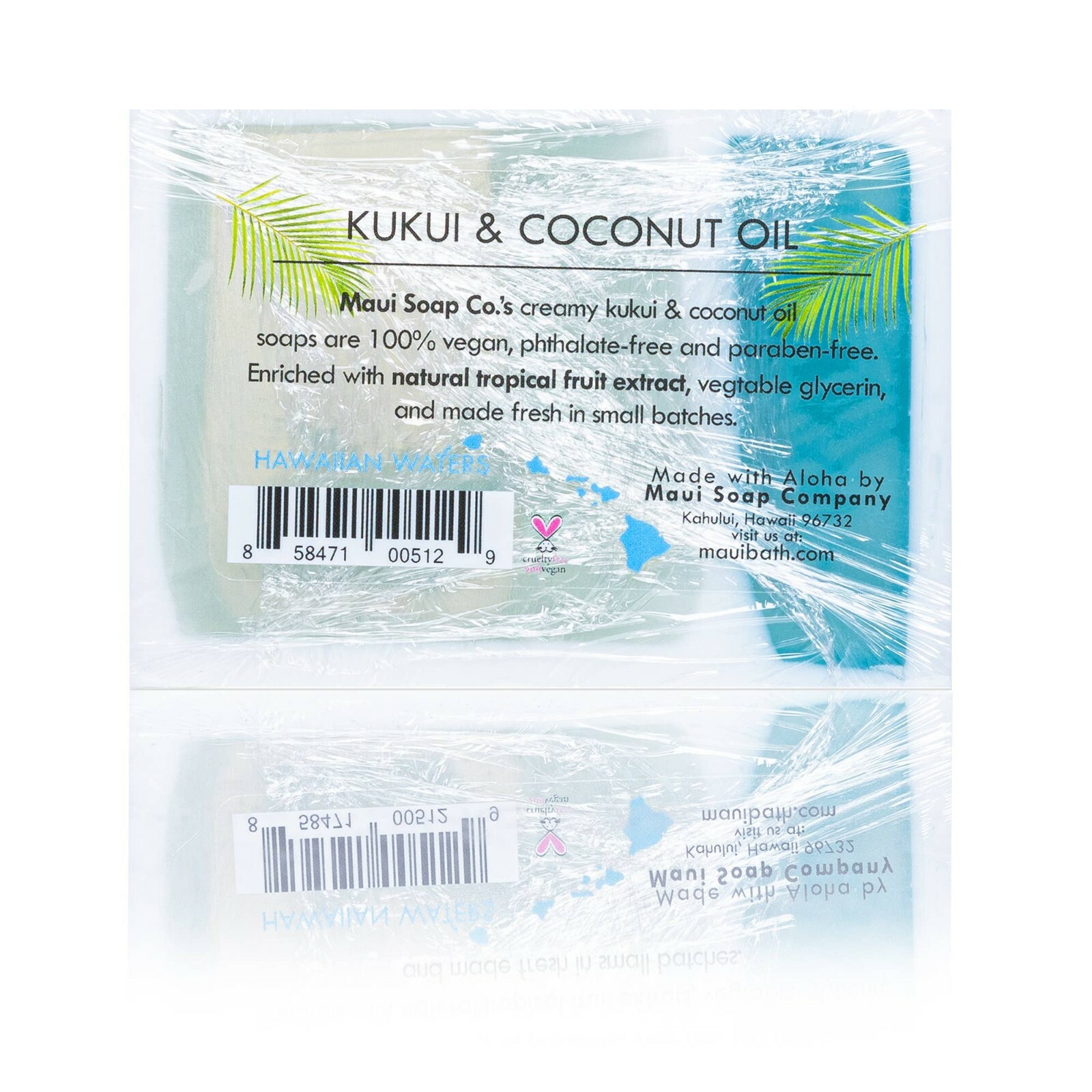 Maui Soap Co Hawaiian Waters Bar Soap with Kukui & Coconut Oil 6oz