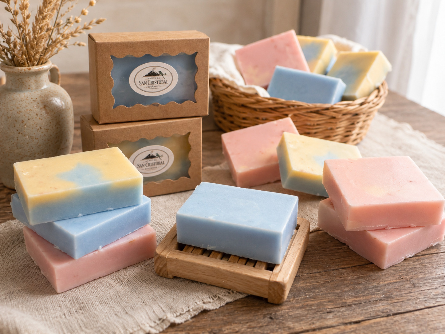 4 PACK Tropical Pineapple Guava Cocoa Butter Soap Bars + FREE Lip Gloss Tin