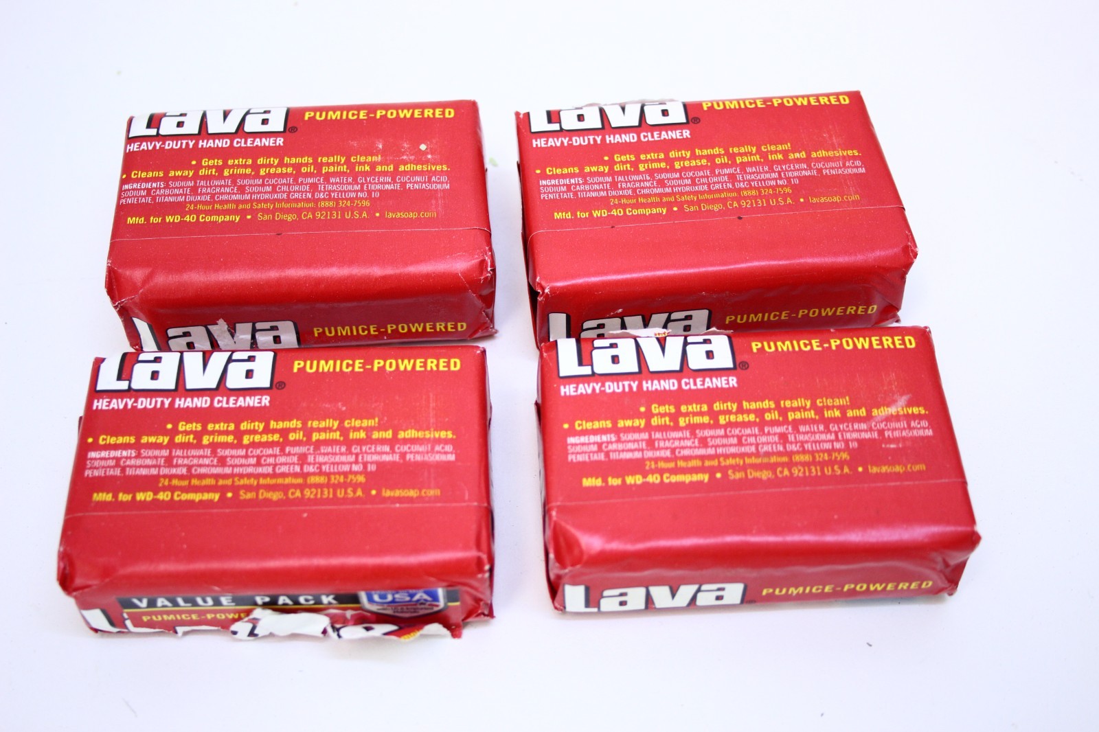 Lava Hand Soap 5.75 oz Bar Heavy Duty Pumice Powered Cleaner, WD40 *FOUR*