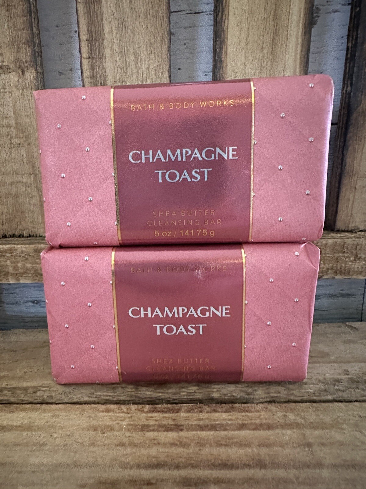 Bath & Body Works CHAMPAGNE TOAST Shea Butter Cleansing Bar Soap 5oz Lot X 2 New