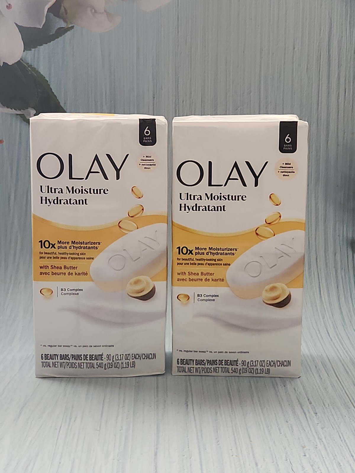 Pack of 2 OLAY Shea Butter Ultra Moisture Beauty Bar Soap, (Total 12 Bars 38 oz)
