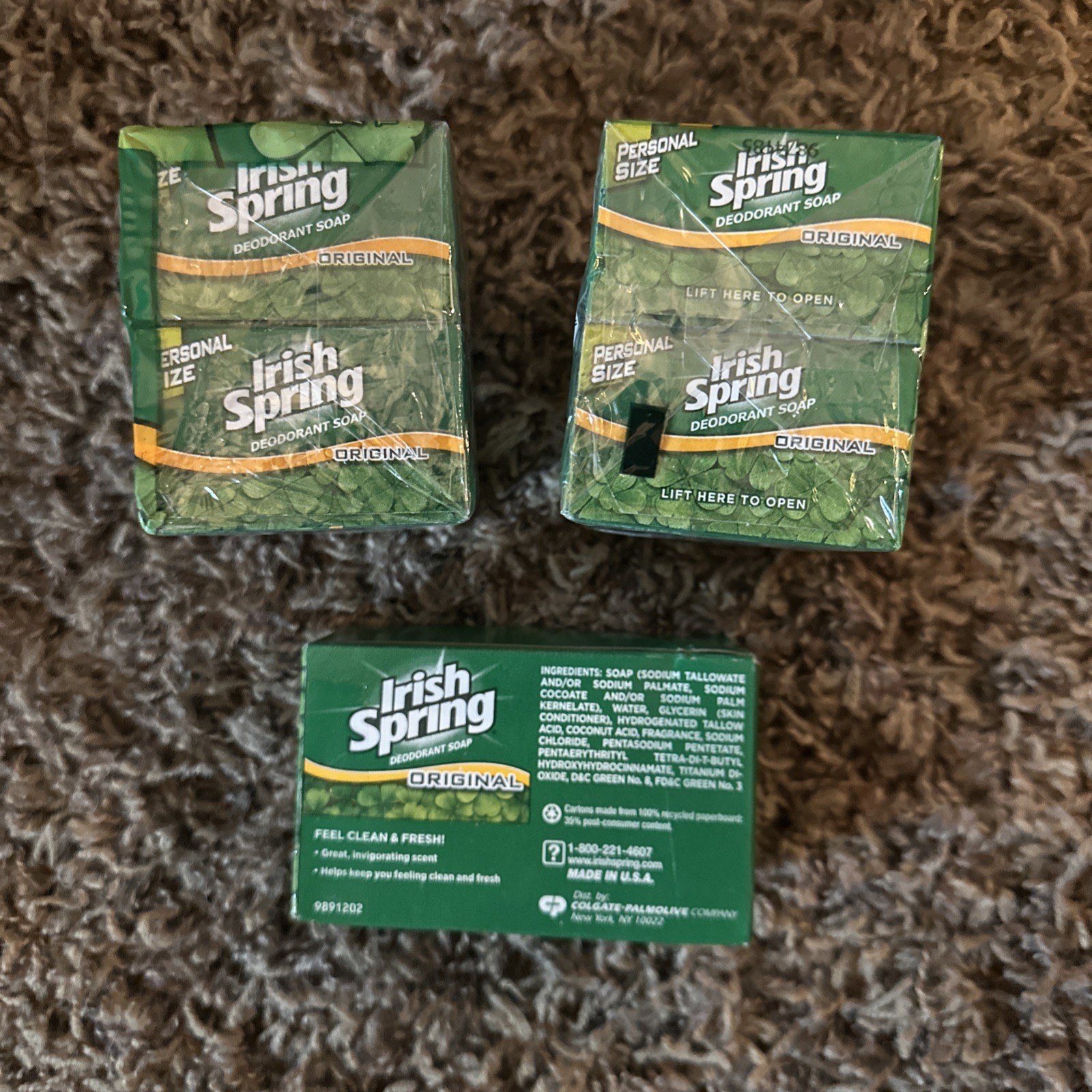 Irish Spring Bar Soap 3.2oz (4) & 3.75oz (1) Original Scent 5 Bars Soap