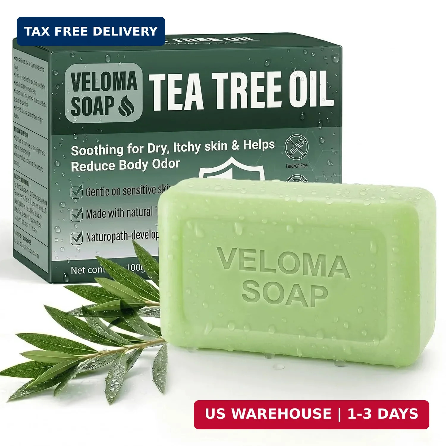 Veloma Antifungal Soap,Veloma Soap,Soothing Tea Tree & Eucalyptus, Deep Pore Cle