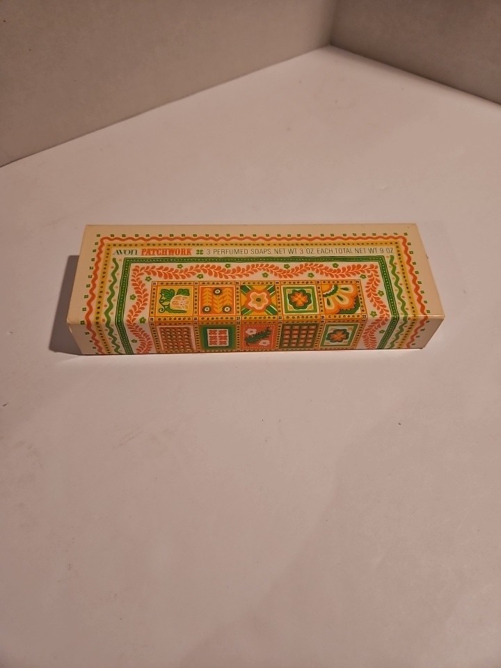 3 Avon PATCHWORK Perfumed Soaps ORANGE YELLOW GREEN Vintage 2 Soaps New