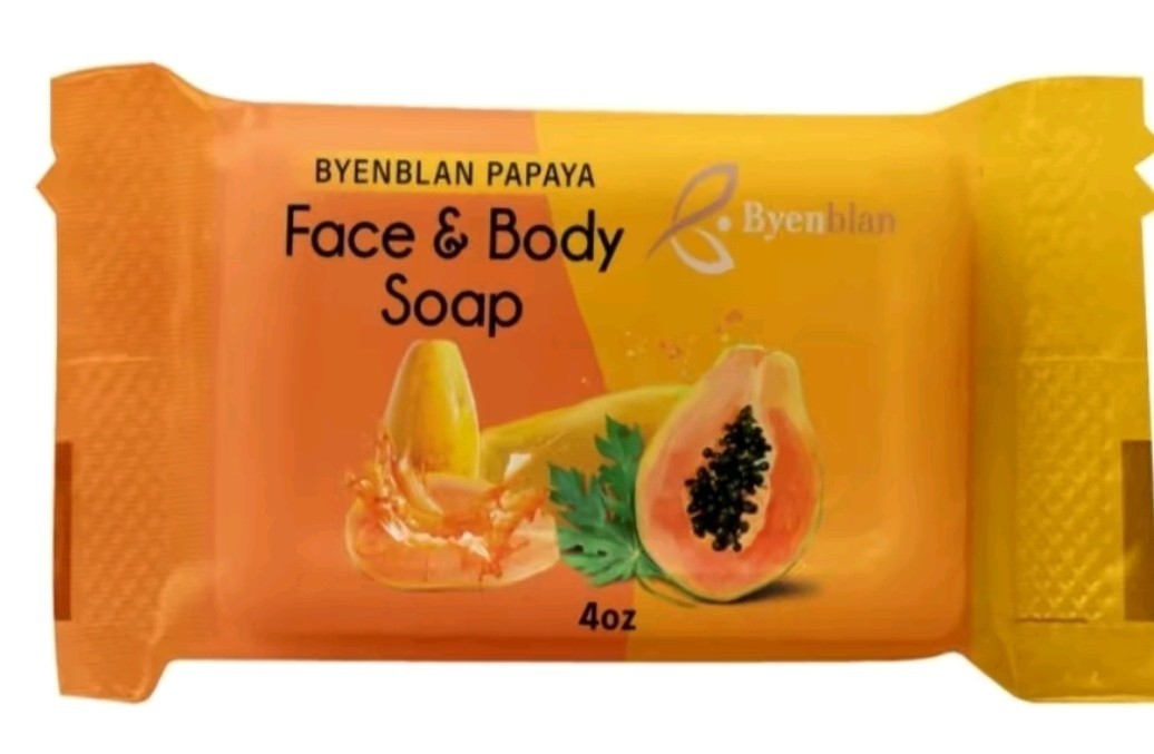 Byenblan Papaya Face & Body Soap Bar 4 oz Orange Unisex Fruit Pattern