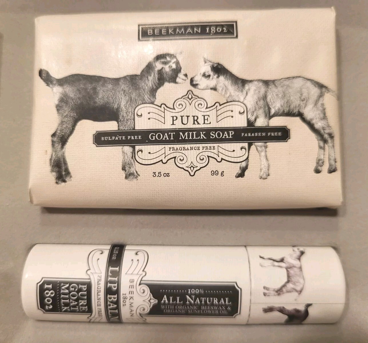 Beekman 1802 Fragrance Free Blossom Goat Milk Bar Soap 3.5oz & Lip Balm Set