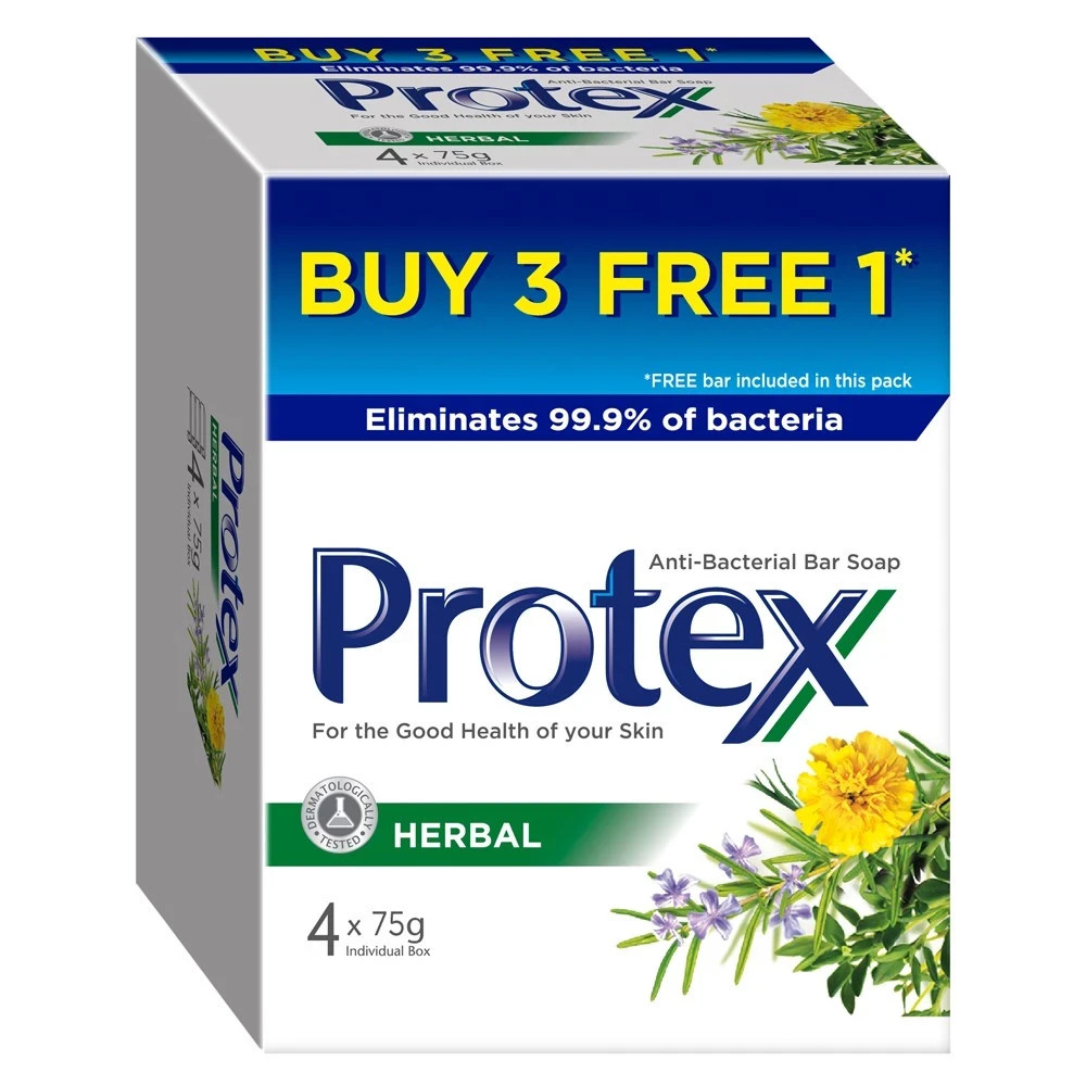 Protex Antibacterial Bar Bath Soap Daily Clean Protect Hygiene Family Use 4x75g