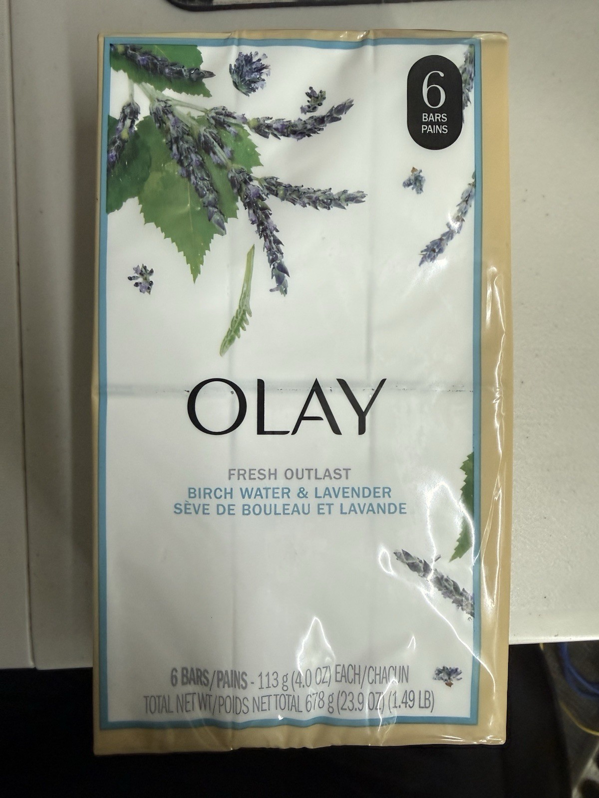 Olay Fresh Outlast Birch Water & Lavender Body Bar Soap 6 Bars 23.9 oz
