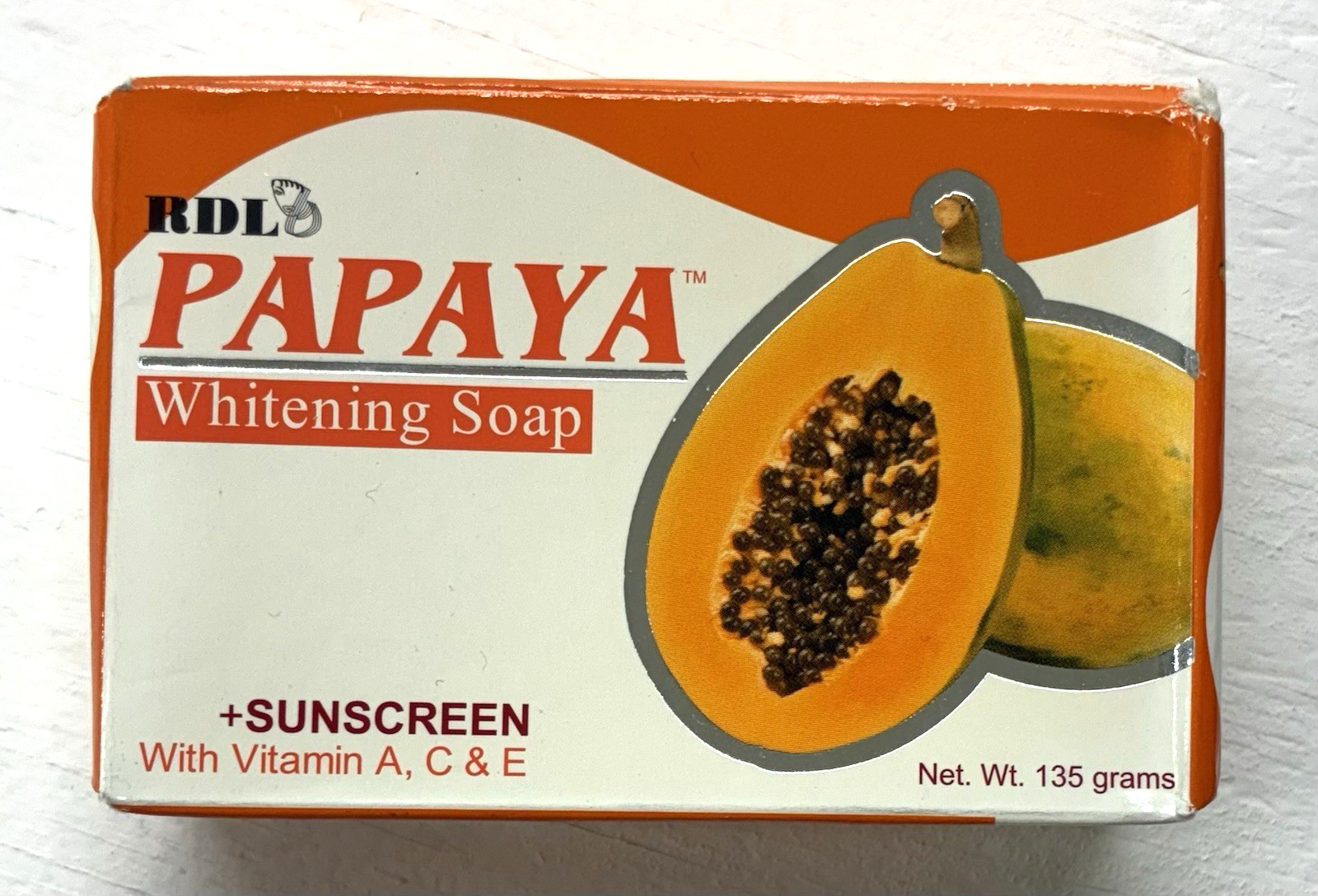 RDL Papaya Whitening + Sunscreen Face and Body Bar Soap 135 grams New Sealed