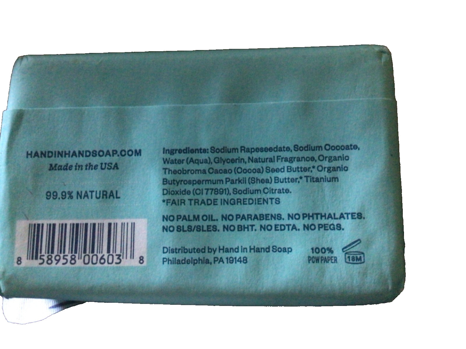 Hand in Hand Bar Soap Sea Salt Sweet Mint & Eucalyptus 5 Oz Sustainable Sud New