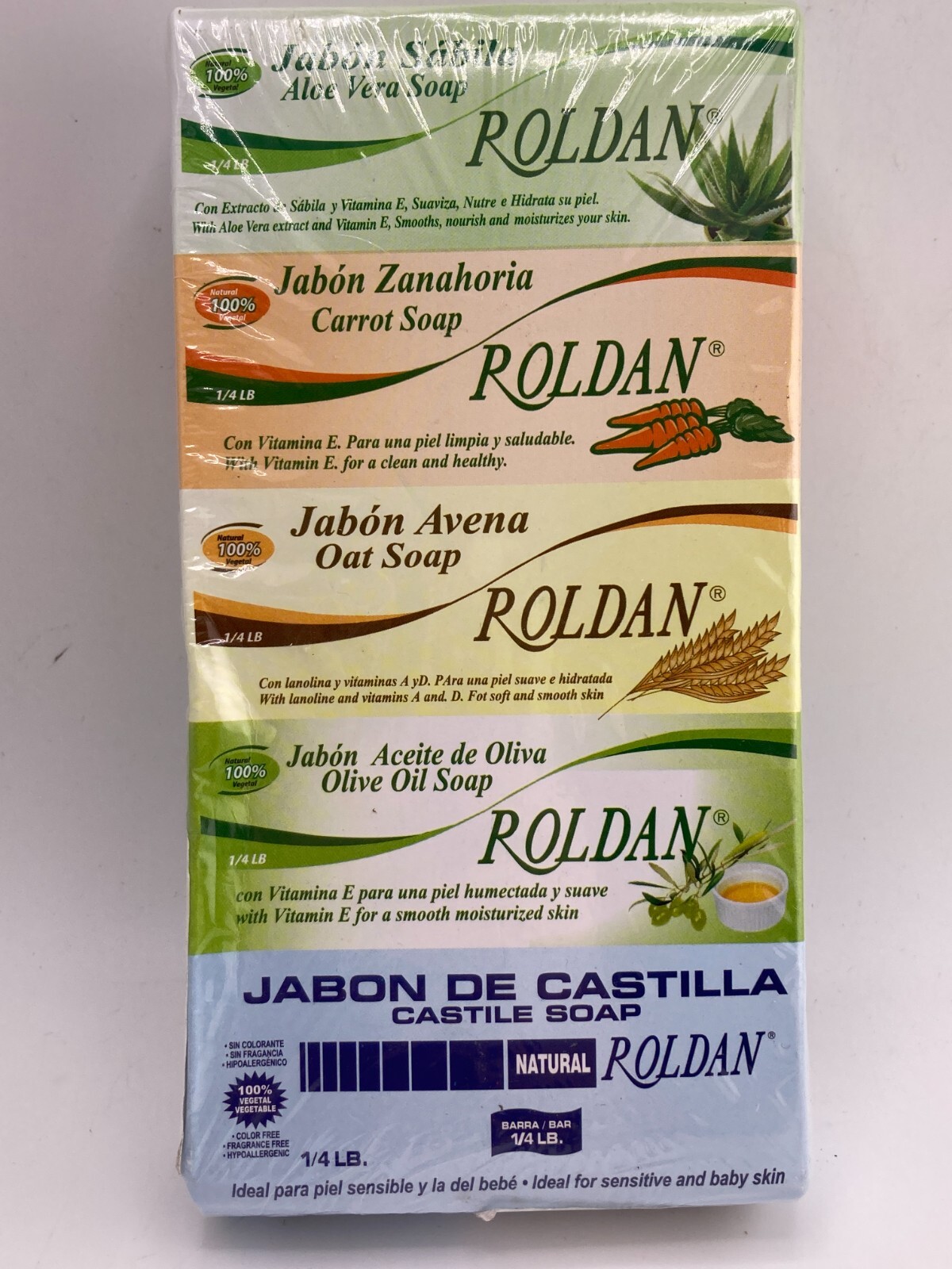 Soap Roldan jabon carrot oat aloe olive oil castile bar soap 5 bars kit