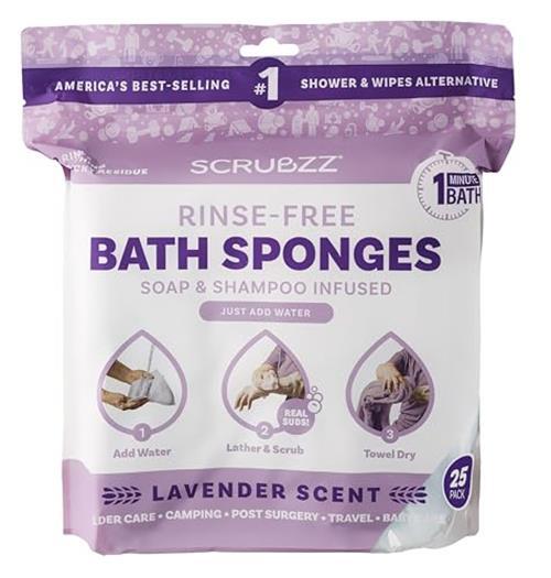 Scrubzz Disposable No Rinse Bathing Wipes – 25 Pack – Assorted Scents , Sizes