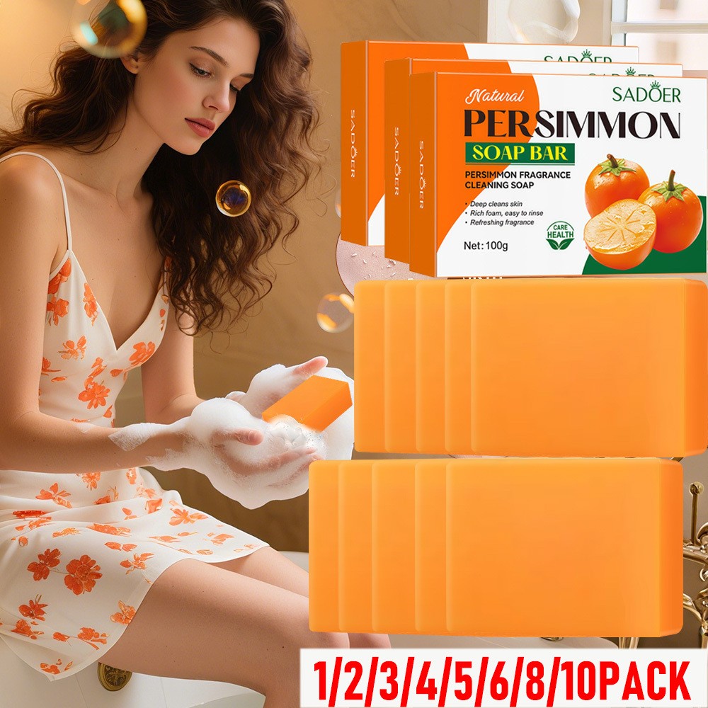 10X Sadoer Persimmon Soap Bar Body Odor Control Deodorant Soap for Men&Women