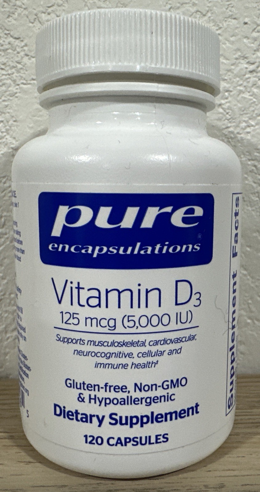 Pure Encapsulations Vitamin D3 125 mcg (5,000 IU) – 120 Count