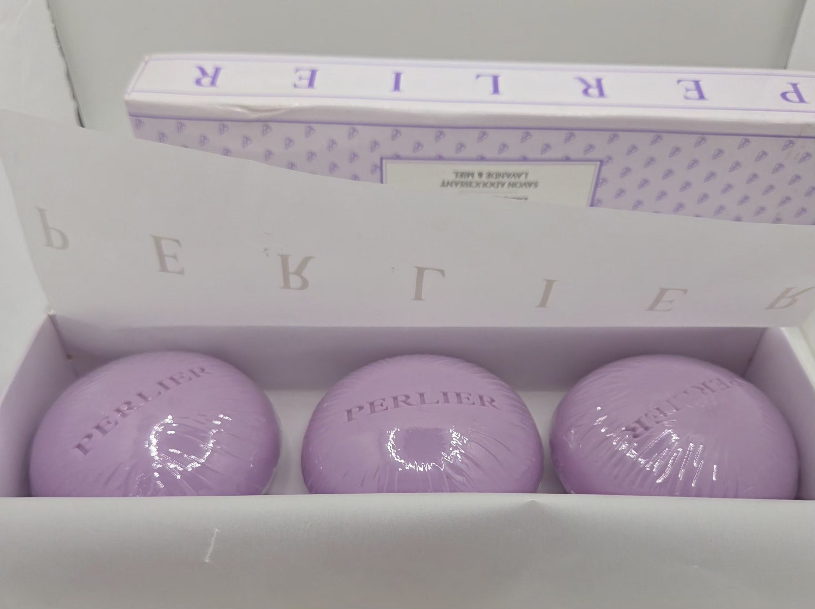 NEW Perlier Lavender Honey Softening Soap Three 4.4 Oz Sealed Bars Gift Set