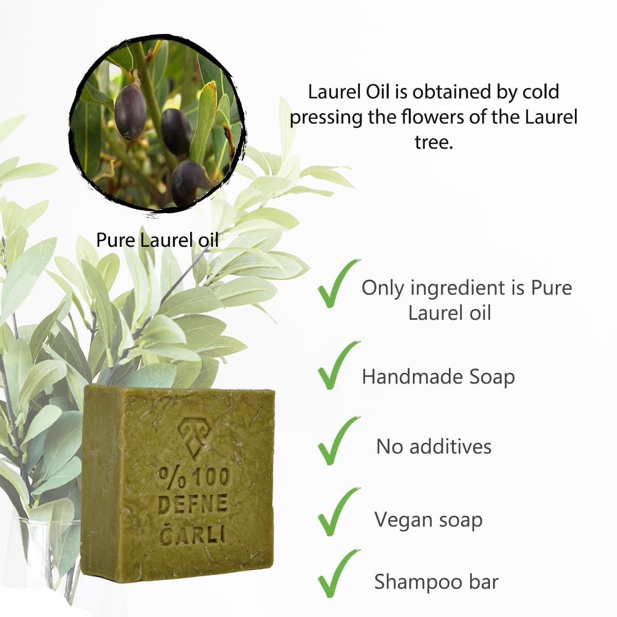 Antioch Collection Laurel Oil Shampoo Bar 5 oz – Handmade Soap, Olive Oil Bas…