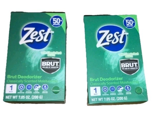 ZEST (2) 7.05 Oz. Bars 🟢BRUT🟢 Classic Scented Moisture Bar 🫧.