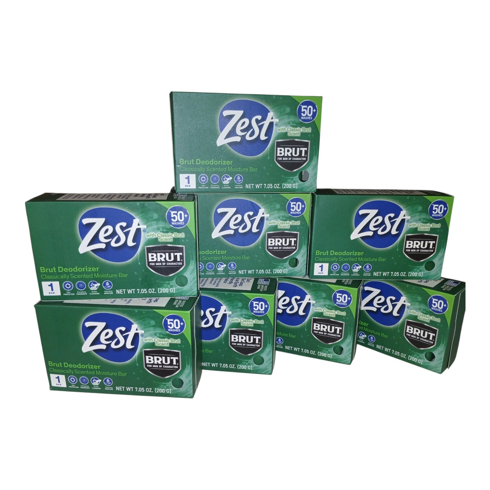 8 Bars ZEST BRUT Deodorizer Classic Scent Moisture Bar Soap 7.05 oz. New