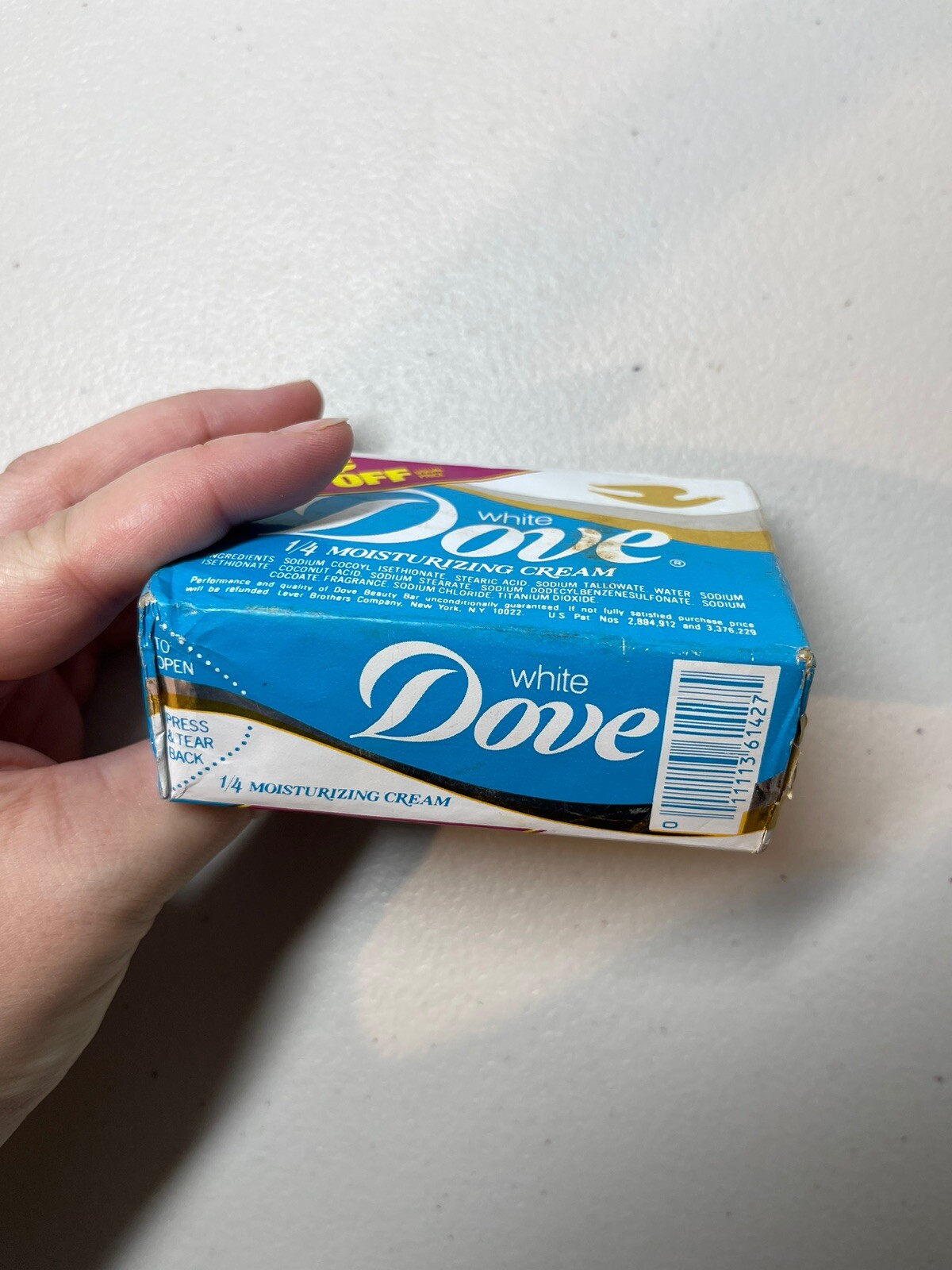 New Vintage Dove White Beauty Bar Soap 1/4 Moisturizing Cream 4.75 Ounce
