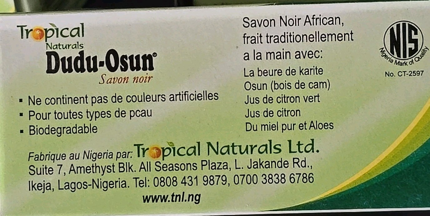 Tropical Naturals Dudu-Osun BLACK SOAP 150 Gram Soap Pure Natural Ingredients