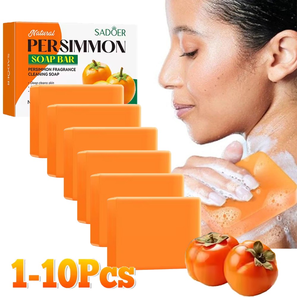 1-10PACK Persimmon Soap Bar for Old People Smell,Natural Deodorant Body Face Bar
