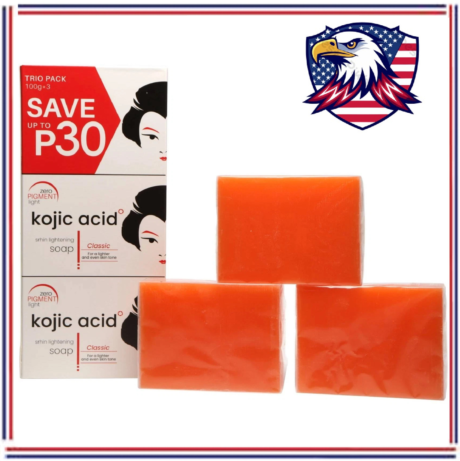 Kojic Acid Soap Dark Skin Whitening, Lightening & Brightening Soap (Pack of 3)
