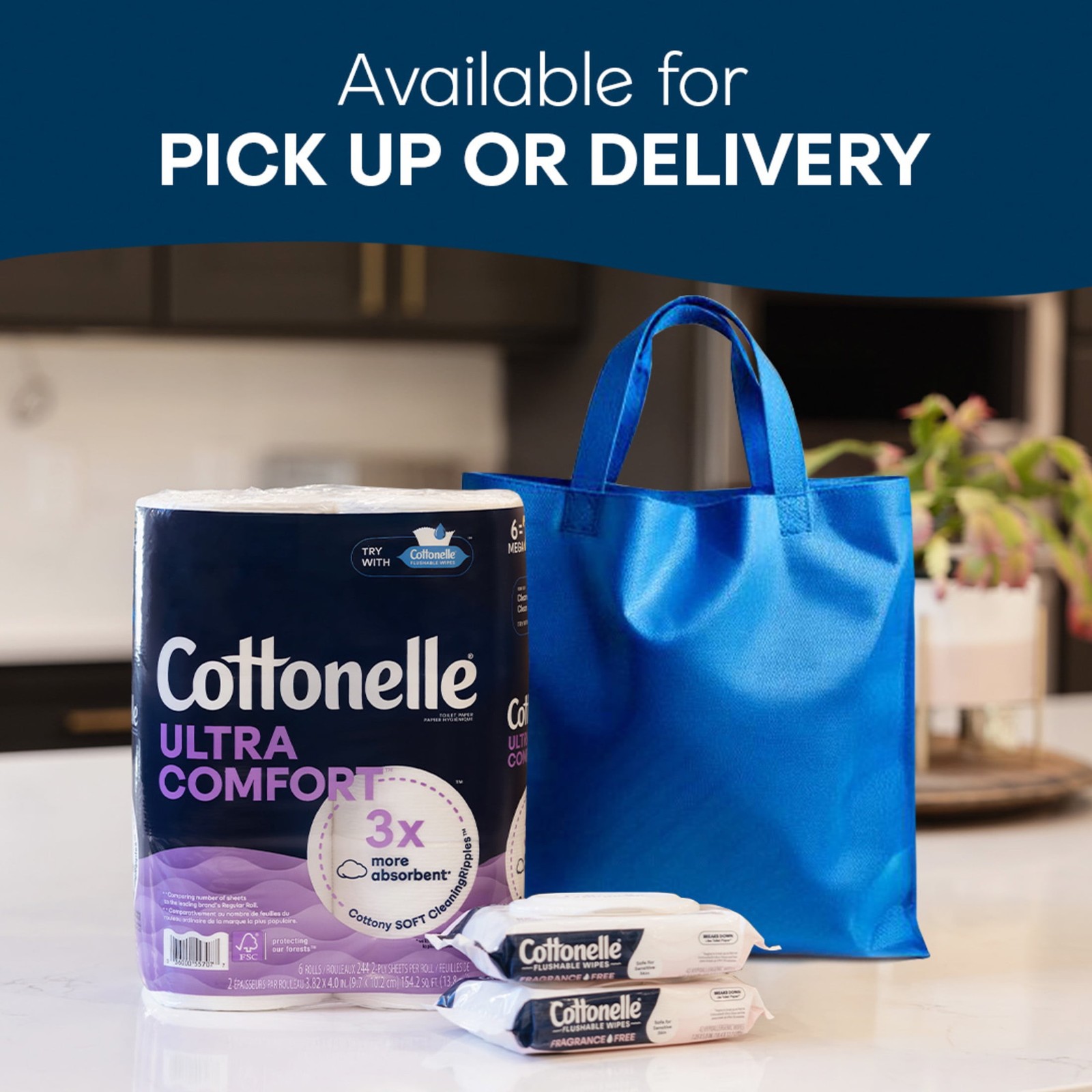 Cottonelle Fragrance Free Flushable Wet Wipes, 4 Flip-Top Packs Resealable