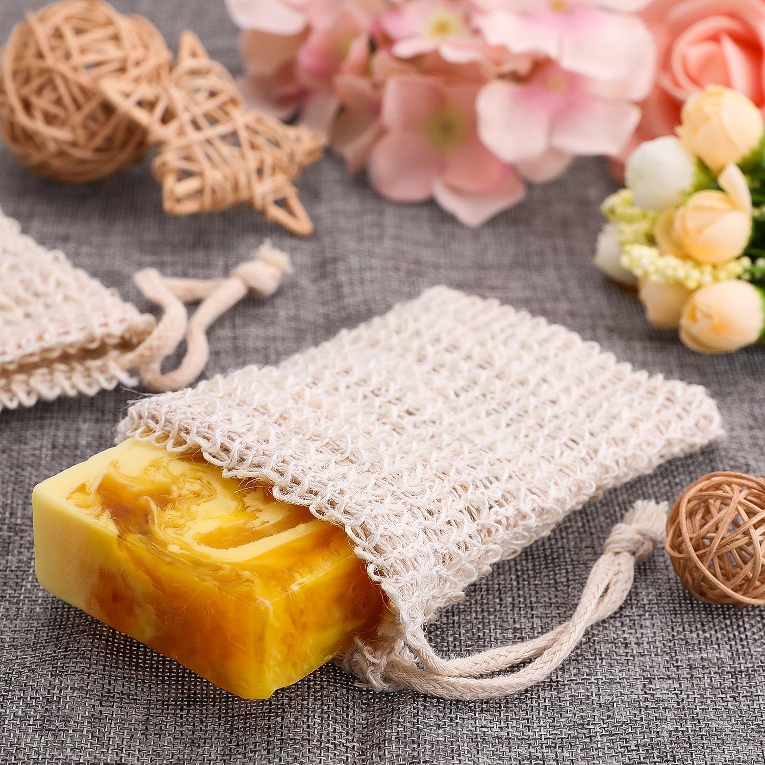 BBTO 10 Pack Exfoliating Natural Sisal Soap Bag Pouch Soap Saver