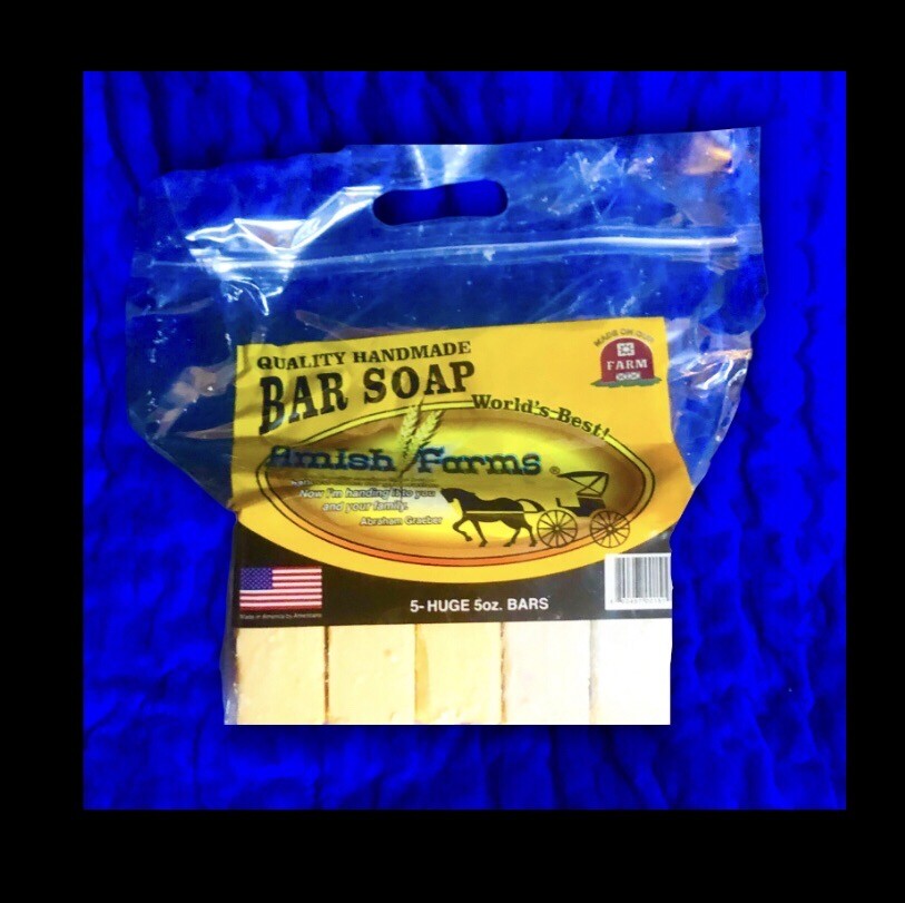 *Amish Farm Worlds Best Quality Bar Soap (Pack of 5) each Bar Is 3”x3”x1.25”