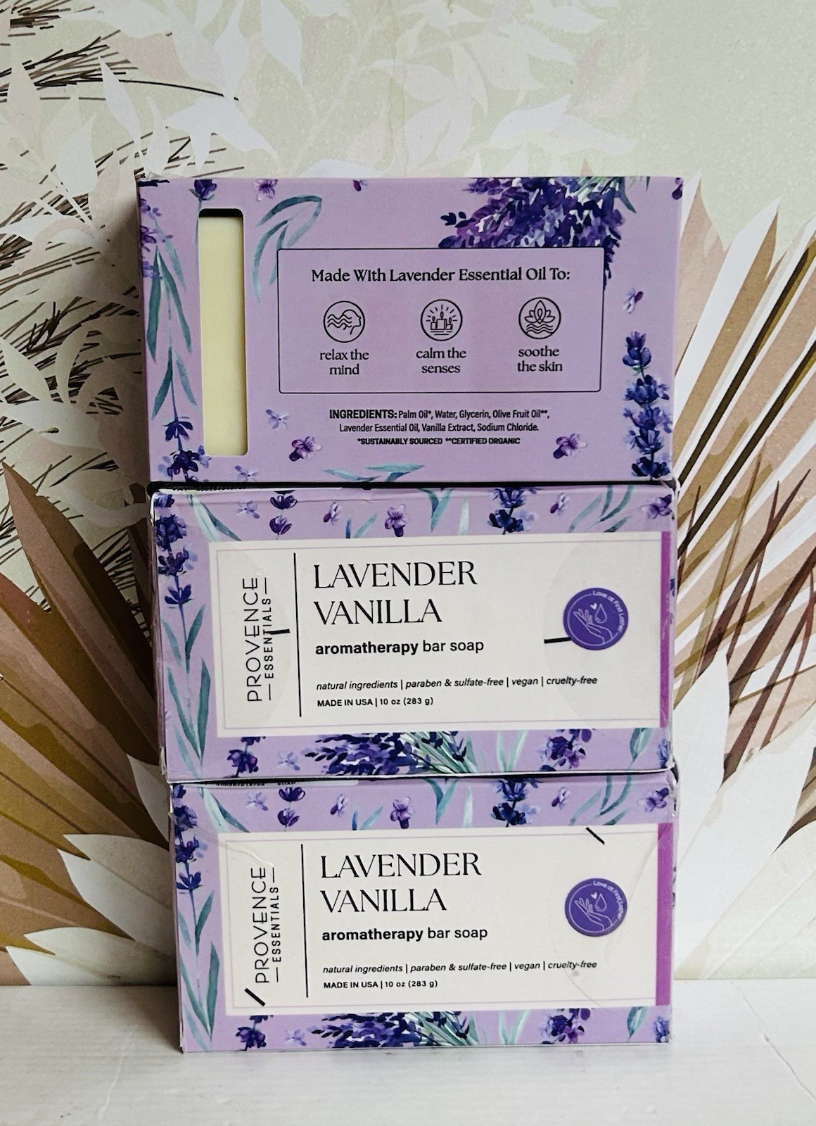 3-Pack Provence Essentials ~ Lavender Vanilla Aromatherapy Bar Soap 10 oz Each
