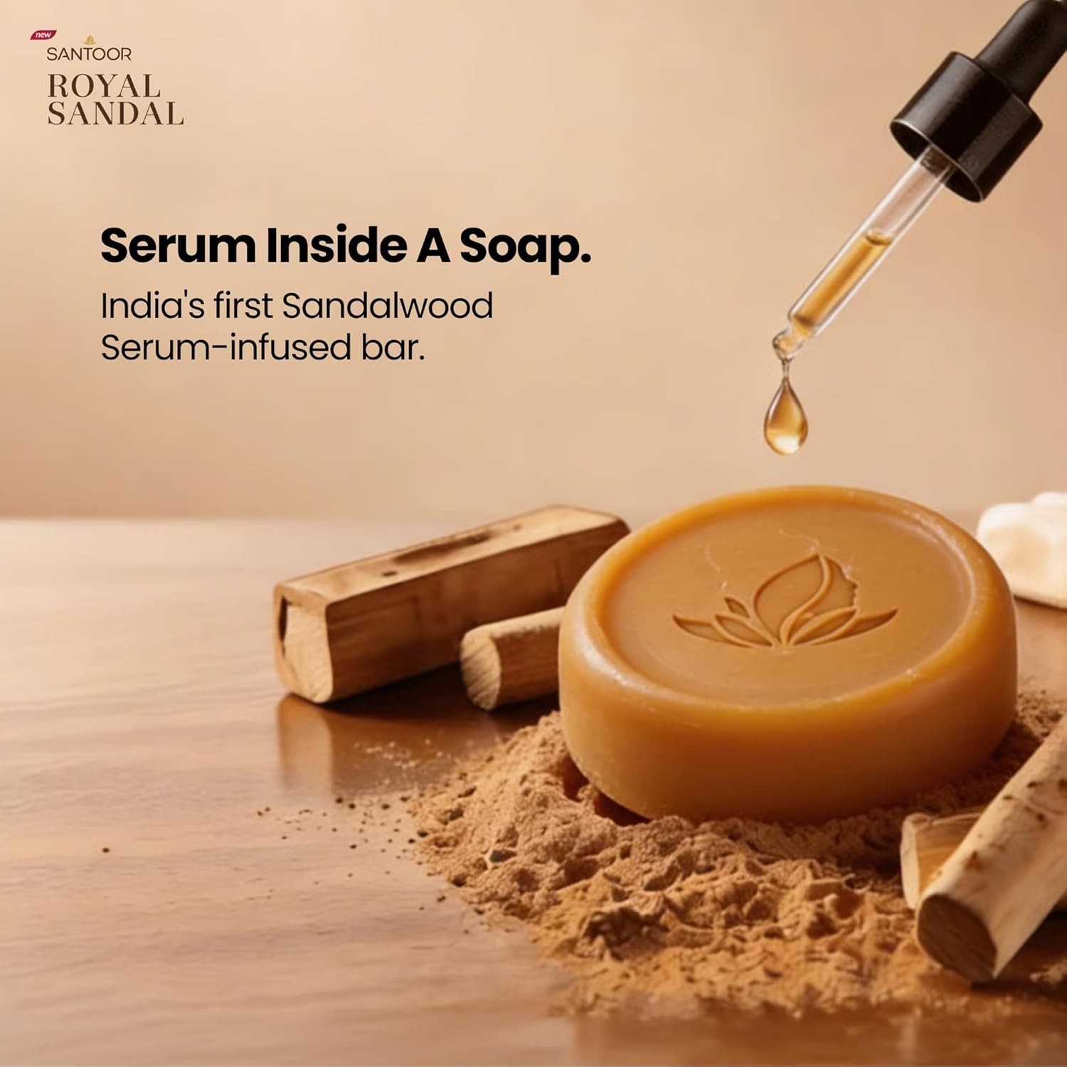 Santoor Royal Sandal Soap | Infused with Sandalwood Serum | 150g x 3 Soaps