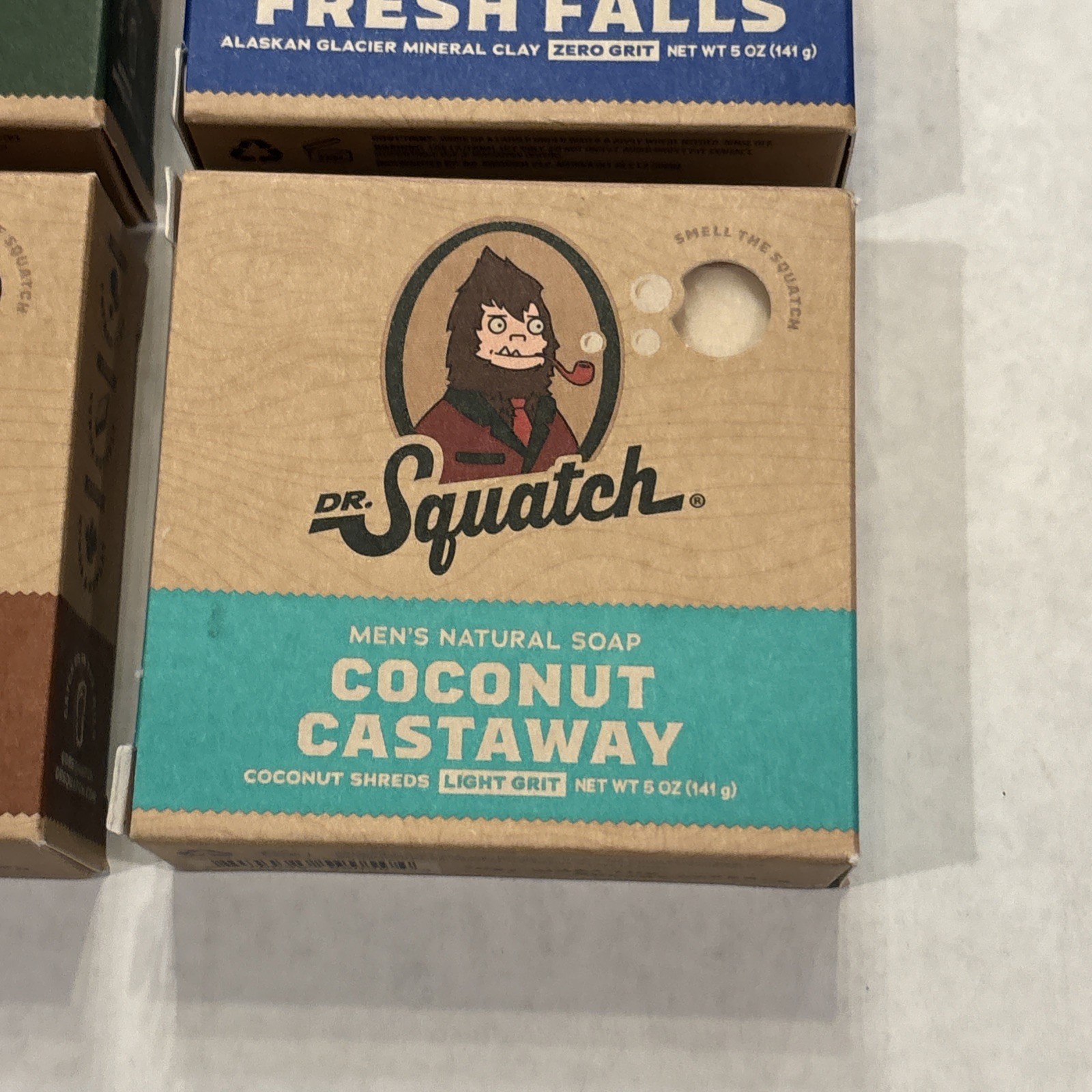 4 Dr. Squatch Fresh Falls, Wood Bourbon, Pine Tar, Coconut Castaway 5oz each