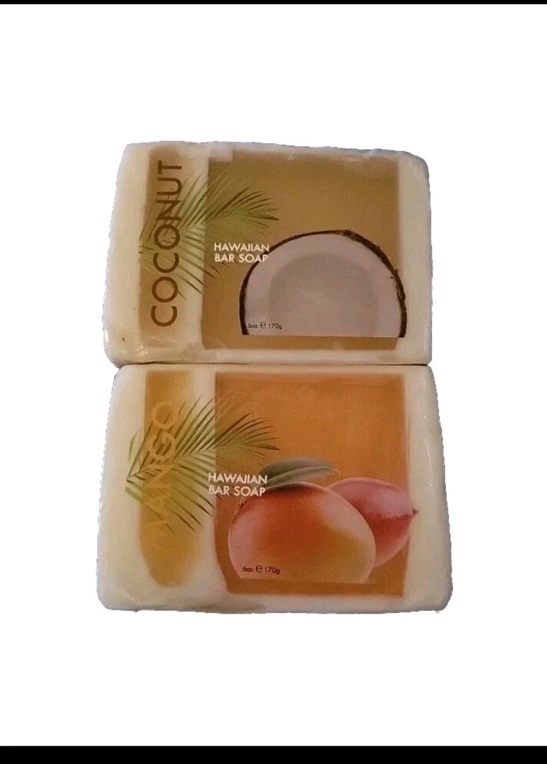 Hawaiian Handmade Vegan Coconut & Mango Bar Soap. 2 Pack.