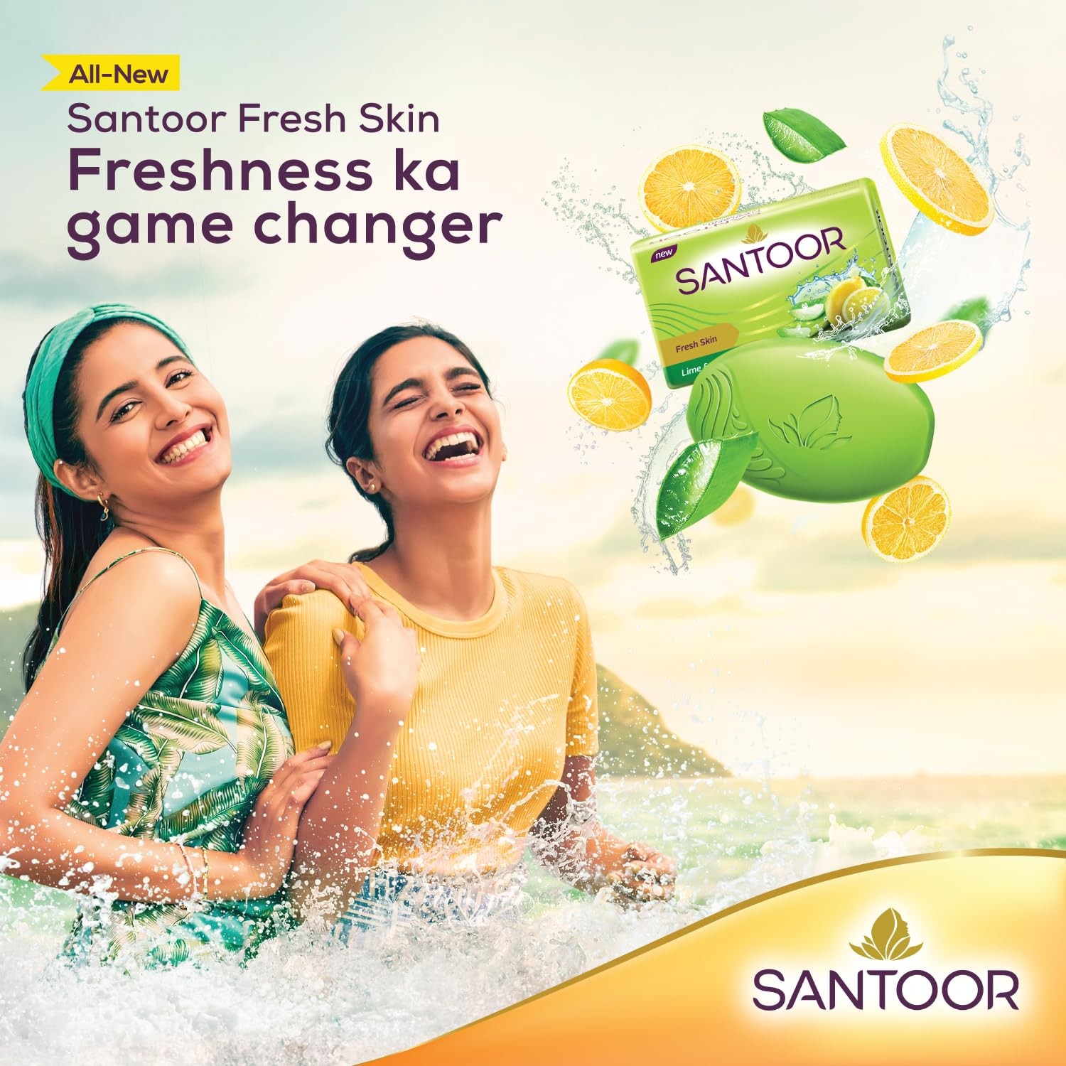 Santoor Aloe Vera And Lime Fresh Soap For Glowing Skin 125g Each Set Of 4