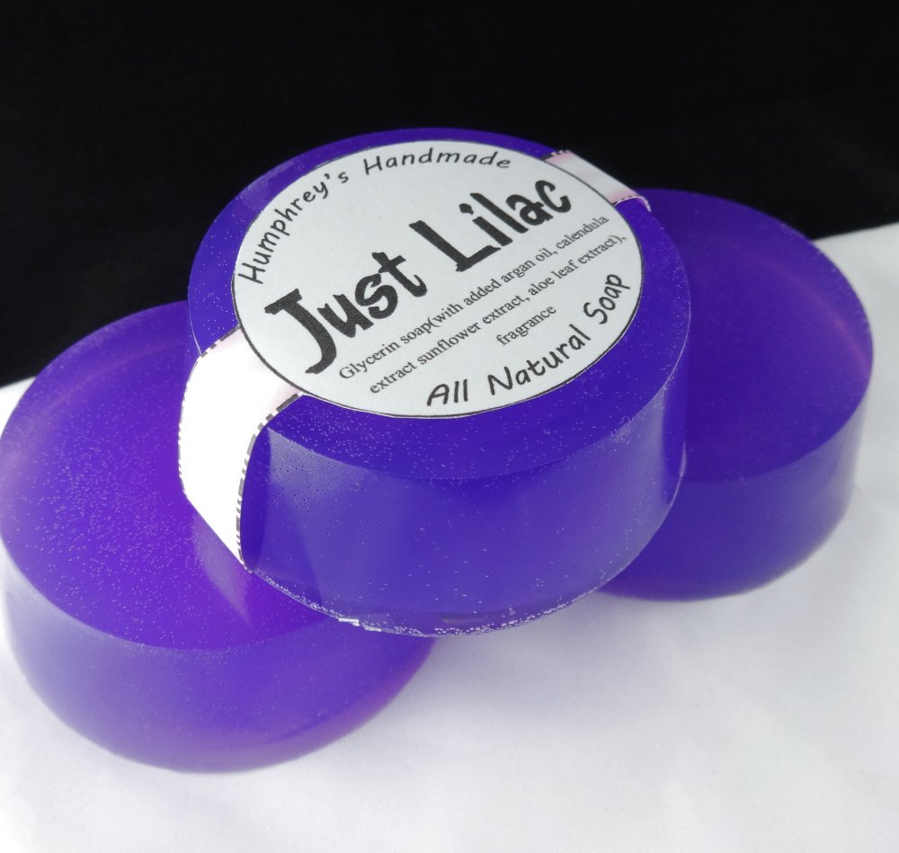 JUST LILAC Scented Women’s Soap Round Glycerin Bar Argan Oil Shave Puck Floral