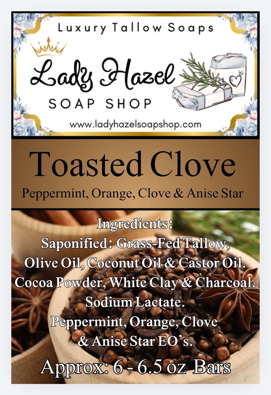 Luxury Grass-Fed Tallow Soaps! Made With Essential Oils. 6 oz Bars! Handmade!