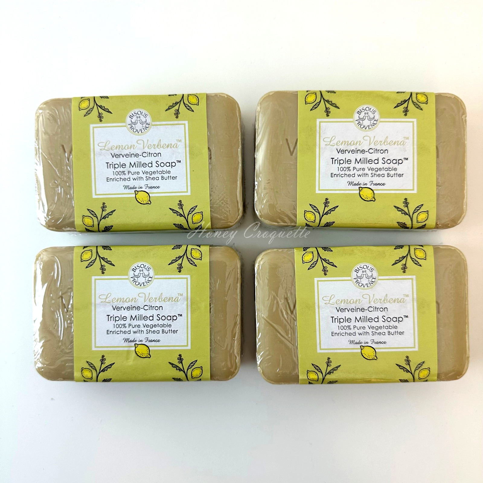 4 X Trader Joe’s Bisous de Provence Lemon Verbena Triple Milled Soap Shea Butter