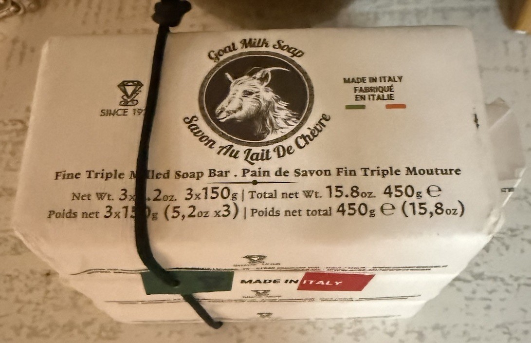 Italian Goat Milk Bar Soap Triple Milled 4x2x1 Pack of 3 3X5.2 oz