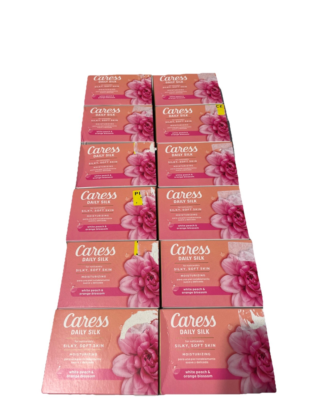 (12) CARESS DAILY SILK BAR SOAP WHITE PEACH & ORANGE BLOSSOMS TOTAL 12 BARS