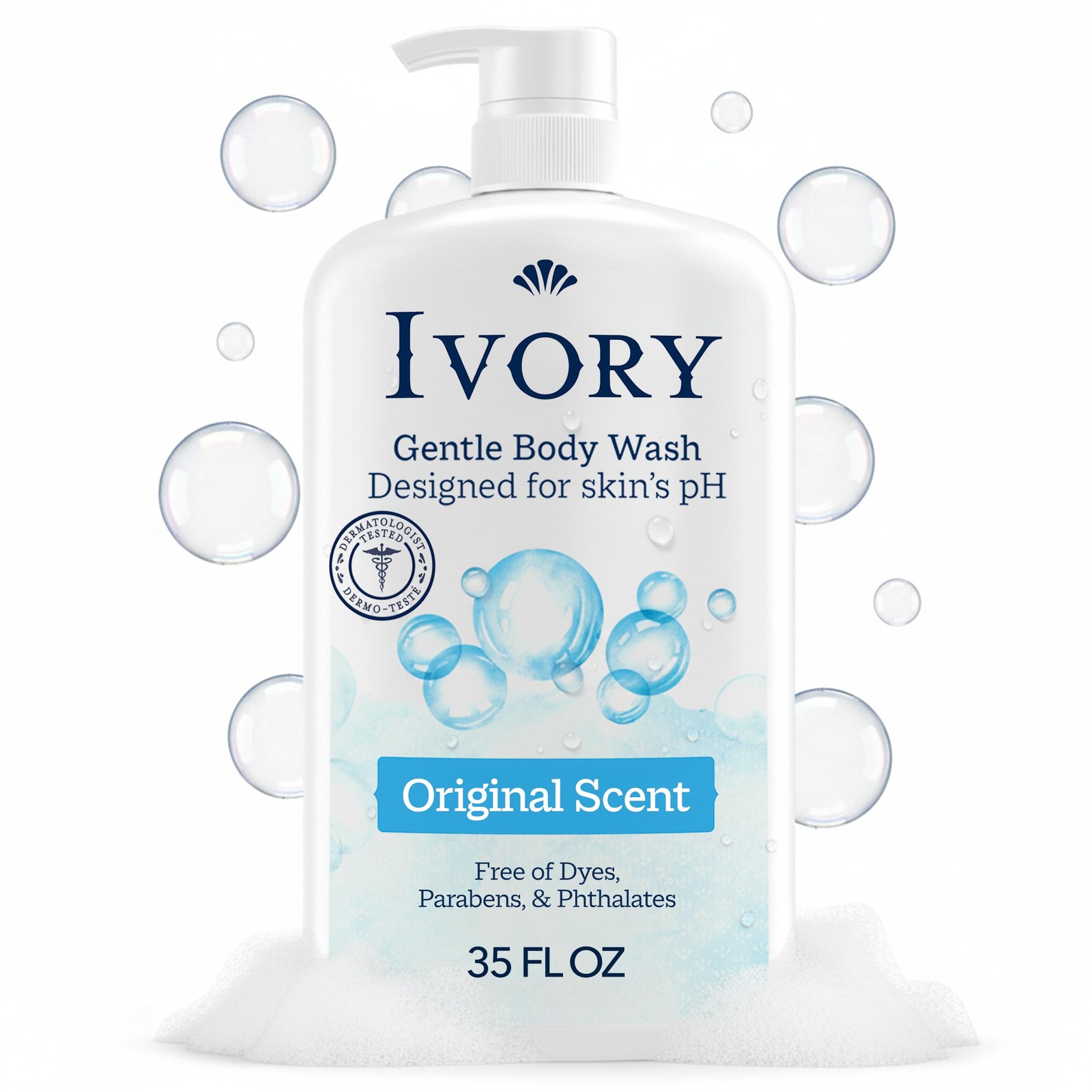 Ivory Body Wash, Designed for the Whole Family, 35 Ounce (Pack of 1), White