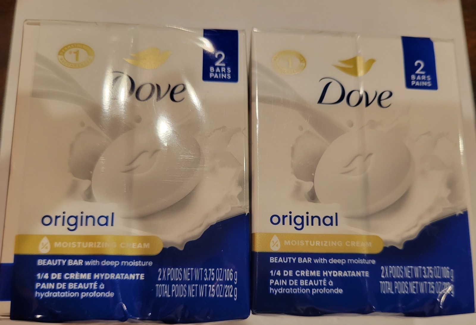 2 Ct Dove Original Beauty Bar Soap 3.75 oz Each. Total 4 .*BRAND NEW*