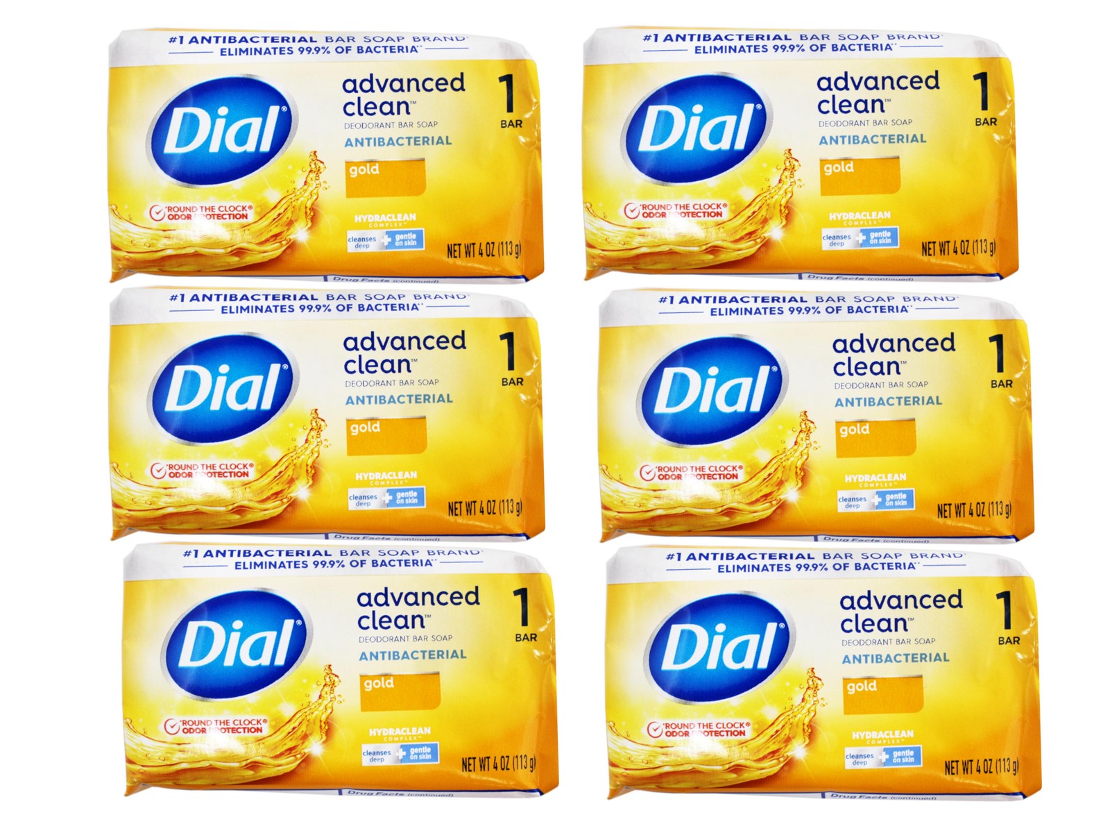 Dial Gold Advanced Clean, Antibacterial Deodorant Bar Soap, 4 OZ – 6 Pack